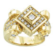 18K Yellow Gold Diamond-Shaped Antique Style .50ct Diamond Fashion Ring