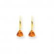 14k Citrine Diamond trillion leverback earrin
