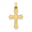 14k Hollow Fleur de lis Cross Pendant