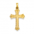 14k Hollow Fleur de lis Cross Pendant