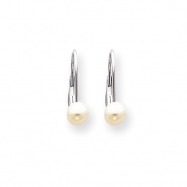 Picture of 14k White Gold 5mm Pearl Leverback Earrings