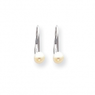Picture of 14k White Gold 5mm Pearl Leverback Earrings