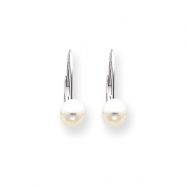 Picture of 14k White Gold 6mm Pearl Leverback Earrings