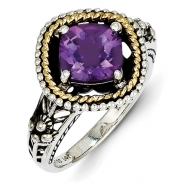 Picture of Sterling Silver w/14ky Amethyst Antiqued Ring