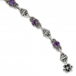 Sterling Silver Amethyst Antiqued Bracelet