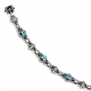 Picture of Sterling Silver Blue Topaz Antiqued Bracelet