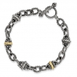 Sterling Silver w/14ky Freshwater Cultured Pearl Antiqued Bracelet
