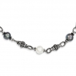 Sterling Silver Freshwater Cultured Black & White Pearl Necklace