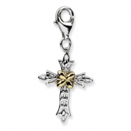 Picture of Sterling Silver w/14ky 3-D Antiqued Cross w/Lobster Clasp Charm