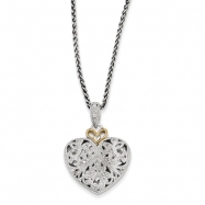 Picture of Sterling Silver w/14ky Diamond Vintage Heart Pendant