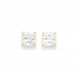 14k 7mm Square CZ Post Earrings