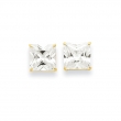 14k 9mm Square CZ Post Earrings