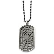 Picture of Stainless Steel Grey Carbon Fiber Spider Web Dog Tag 24in Necklac chain