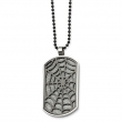 Stainless Steel Grey Carbon Fiber Spider Web Dog Tag 24in Necklac chain