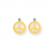 14k Peace Sign w/Aqua CZ Post Earrings