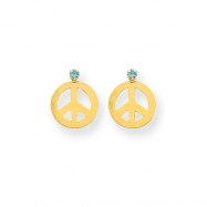 Picture of 14k Peace Sign w/Aqua CZ Post Earrings