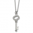 Stainless Steel Key with CZ 24in Necklace chain