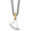 Stainless Steel IPG 24k Plating Circle & Heart w/CZs 22in Necklace chain