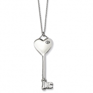 Picture of Stainless Steel Heart w/ CZ Key Pendant Necklace chain