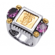 Picture of Alesandro Menegati 14K Accented Sterling Silver Ring with Amethysts