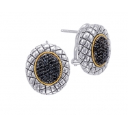 Picture of Alesandro Menegati 18K Accented Sterling Silver Earrings with Black Diamonds