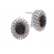 Alesandro Menegati 18K Accented Sterling Silver Earrings with Black Diamonds