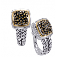 Picture of Alesandro Menegati 18K Accented Sterling Silver Earrings with Black Diamonds