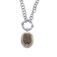 Picture of Alesandro Menegati 18K Accented Sterling Silver Necklace with Brown Diamonds