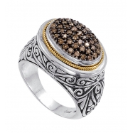 Picture of Alesandro Menegati 18K Accented Sterling Silver Ring with Brown Diamonds