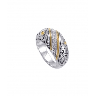 Picture of Alesandro Menegati 18K Accented Sterling Silver Ring with Diamonds 