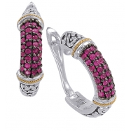 Picture of Alesandro Menegati 18K Accented Sterling Silver Earrings with Rubies