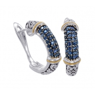 Picture of Alesandro Menegati 18K Accented Sterling Silver Earrings with Blue Sapphires