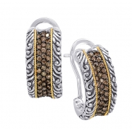 Picture of Alesandro Menegati 18K Accented Sterling Silver Earrings with Brown Diamonds