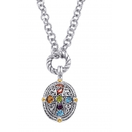 Picture of Alesandro Menegati 18K Accented Sterling Silver Multi Gemstones Necklace