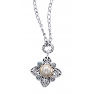 Picture of Alesandro Menegati 18K Accented Sterling Silver Necklace with Pearl Cabochon, Grey Pearl