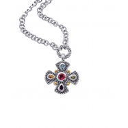 Picture of Alesandro Menegati 18K Accented Sterling Silver Multi Gemstones Necklace