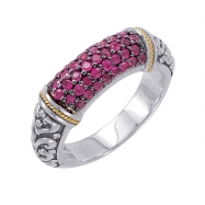Picture of Alesandro Menegati 18K Accented Sterling Silver Ring with Rubies