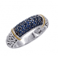 Picture of Alesandro Menegati 18K Accented Sterling Silver Ring with Blue Sapphires
