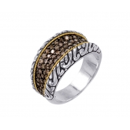 Picture of Alesandro Menegati 18K Accented Sterling Silver Ring with Brown Diamonds