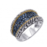 Picture of Alesandro Menegati 18K Accented Sterling Silver Ring with Blue Sapphires