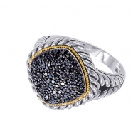 Picture of Alesandro Menegati 18K Accented Sterling Silver Ring with Black Diamonds