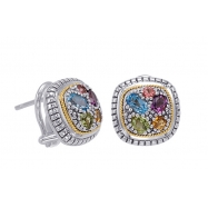 Picture of Alesandro Menegati 18K Accented Sterling Silver Multi Gemstones Earrings