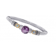 Picture of Alesandro Menegati 14K Accented Sterling Silver Bangle with White and Blue Topaz and Amethyst