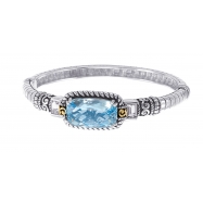 Picture of Alesandro Menegati 14K Accented Sterling Silver Bangle with Blue and White Topaz