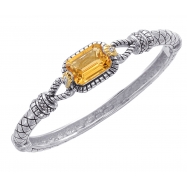 Picture of Alesandro Menegati 14K Accented Sterling Silver Bangle with Diamonds and Citrine
