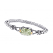 Picture of Alesandro Menegati 14K Accented Sterling Silver Green Amethyst and Diamonds Bangle