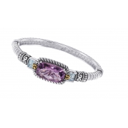 Picture of Alesandro Menegati 14K Accented Sterling Silver Bangle with Blue Topaz and Amethyst