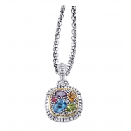 Picture of Alesandro Menegati 18K Accented Sterling Silver Multi Gemstones Necklace