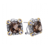 Picture of Alesandro Menegati 14K Accented Sterling Silver Earrings with Smoky Quartz and Iolites