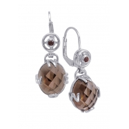 Picture of Alesandro Menegati Sterling Silver Earrings with Smoky Quartz and Garnet